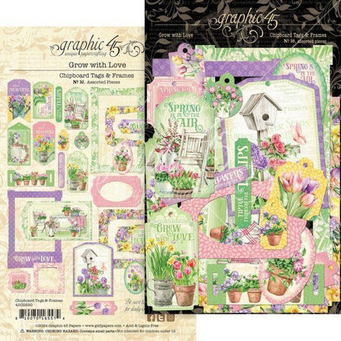 Grow with Love - Chipboard Tags & Frames