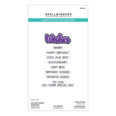 Wildflowers Collection - Very Best Wishes Sentiments - Stamp & Die Set