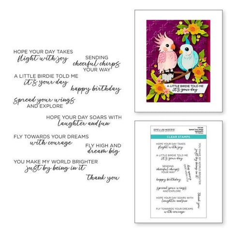 Cheerful Chirps Collection - Spread Your Wings Sentiments - Clear Stamps