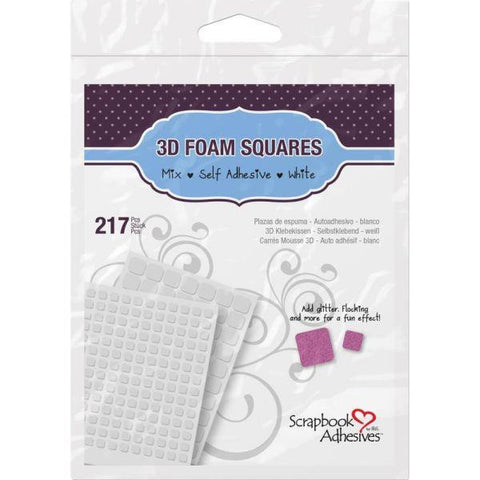 3D Self Adhesive Foam Squares Variety Pack 217/Pkg - white