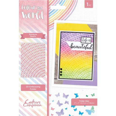 Colour Your World - 2D Embossing Folder - Rainbow Hearts