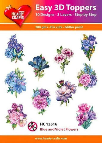 Blue and Violet Flowers - Easy 3D Toppers