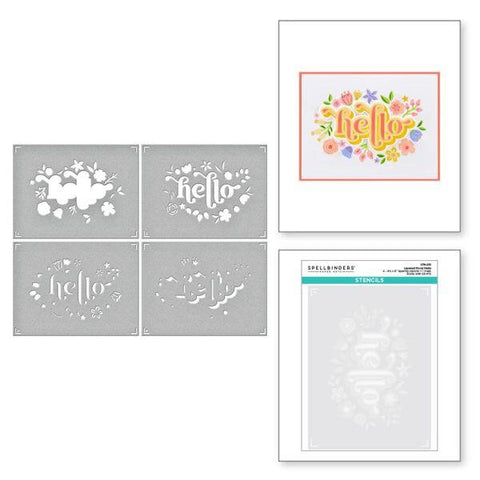 Layered Stencils Collection - Layered Floral Hello Stencils