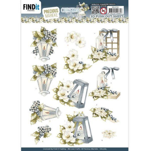 Precious Marieke - Christmas Blues - Blue Lanterns Punchout Sheet