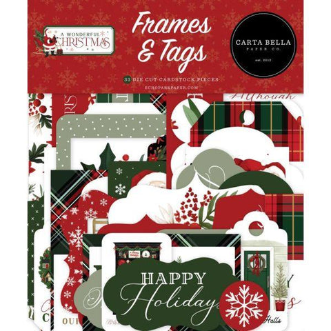 A Wonderful Christmas - Ephemera - Frames & Tags