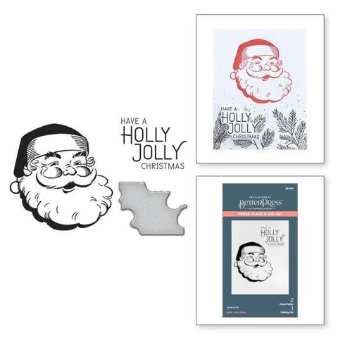 More BetterPress Christmas Collection - Holly Jolly Santa Press Plate & Die Set