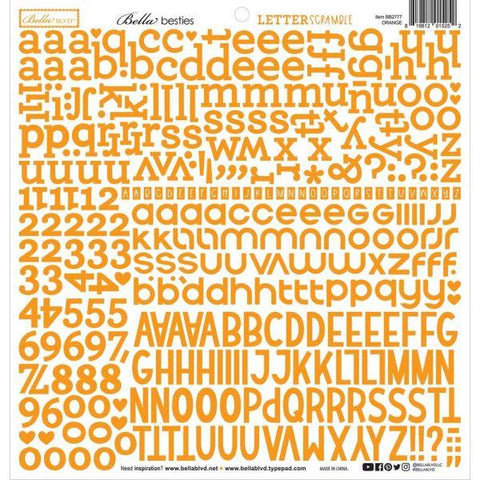 Besties Letter Scramble Alpha Stickers - Orange