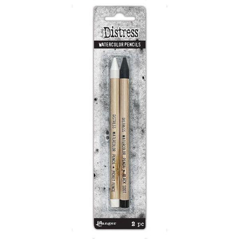 Distress Watercolor Pencils - Picket Fence & Black Soot