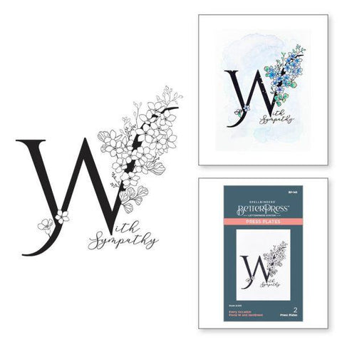 Every Occasion Floral Alphabet Collection - Floral W and Sentiment Press Plate