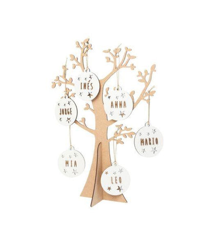 Family Tree - Natual with White Hearts - Customizable
