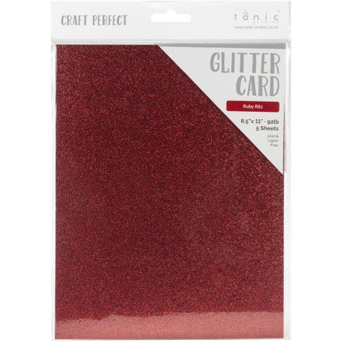 Craft Perfect Glitter Cardstock - Ruby Ritz