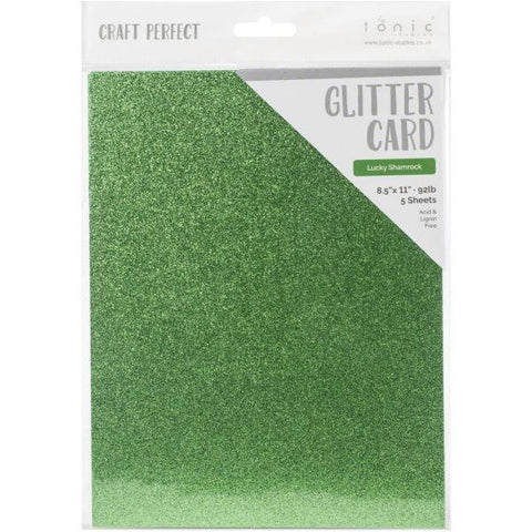 Craft Perfect Glitter Cardstock - Lucky Shamrock