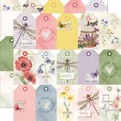 Simple Vintage Meadow Flowers - Tag Elements