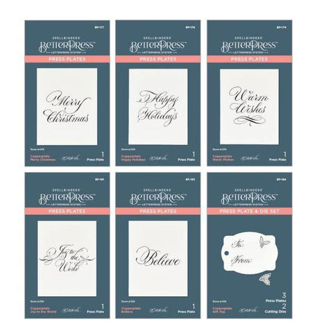 Copperplate Holiday Sentiments Collection - BetterPress Plates Bundle