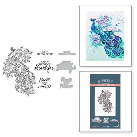 Peacock Paradise Collection - Elegant Peacock Press Plate & Die Set