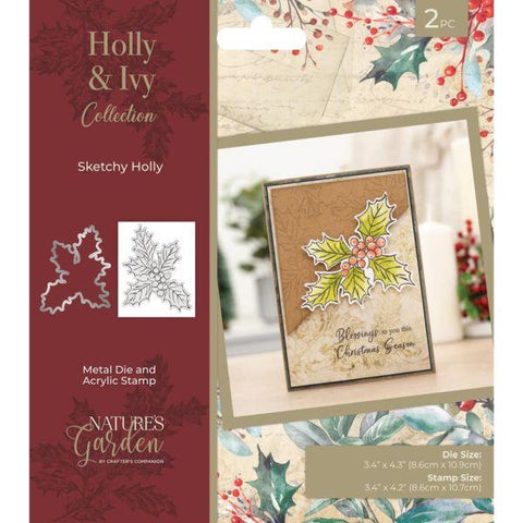 Nature's Garden - Holly & Ivy - Stamp & Die - Sketchy Holly