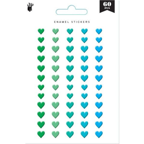 Enamel Hearts - Greens/Blues