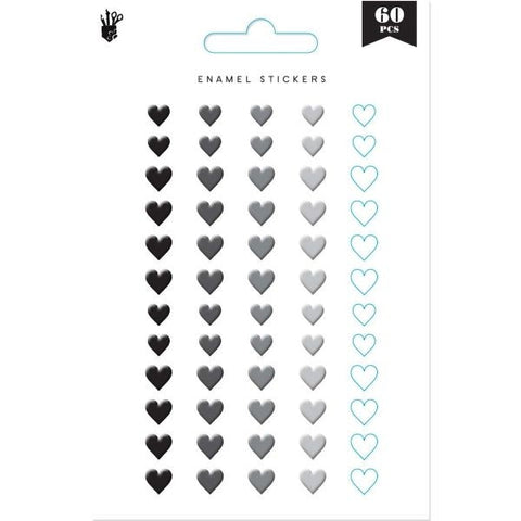 Enamel Hearts - Black/White/Grey