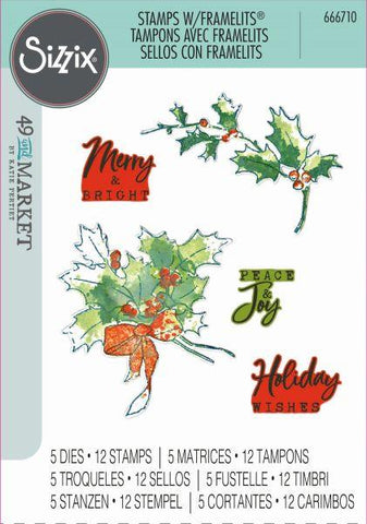 Pencil Line Holly - Clear Stamps and Framelits Dies