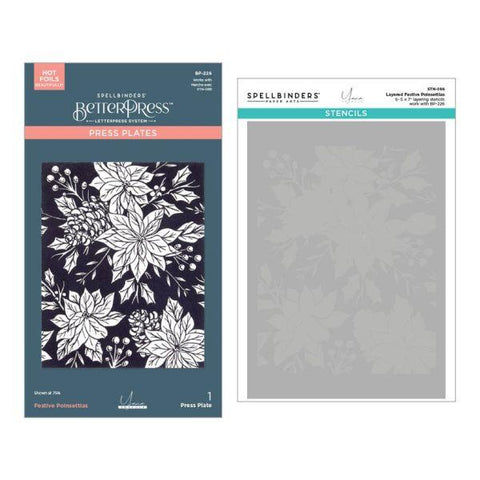 Amaryllis Christmas Collection - Festive Poinsettias BetterPress and Stencil Bundle