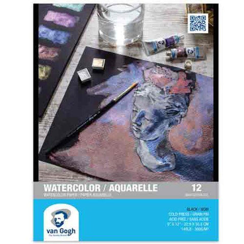 Watercolor Paper Pad - 9"x12" - Black