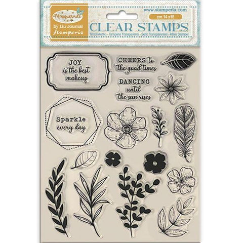 Masquerade - Clear Stamps - Flowers and Labels