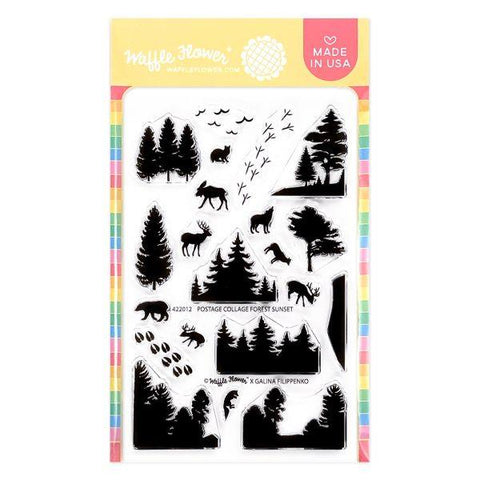 Postage Collage - Forest Sunset - Clear Stamps