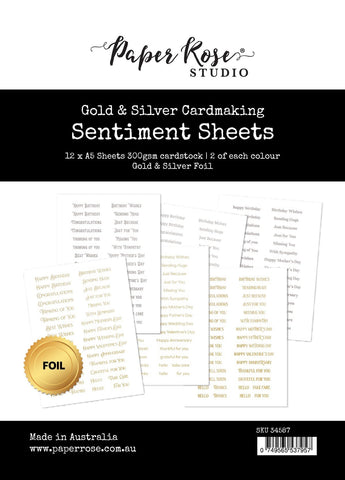 Cardmaking Sentiments - Gold & Silver Foil
