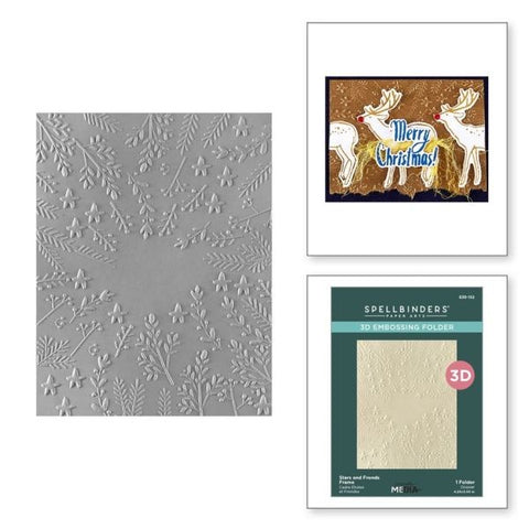 Starry Holiday Collection - Stars and Fronds Frame - 3D Embossing Folder