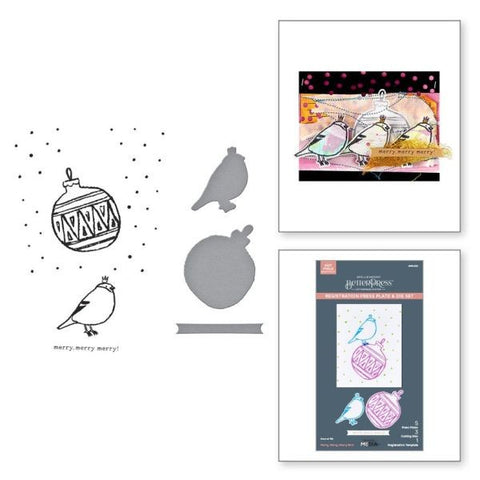Starry Holiday Collection - Merry, Merry, Merry Bird Registration Press Plate & Die Set