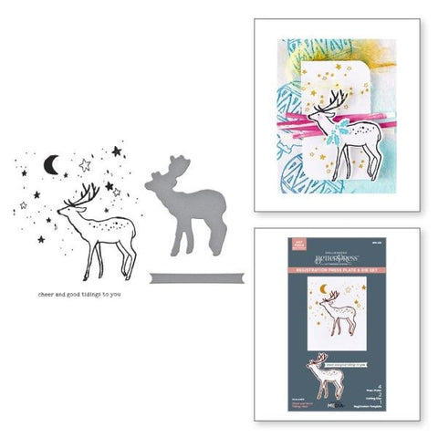 Starry Holiday Collection - Cheer and Good Tidings Deer Registration Press Plate & Die Set