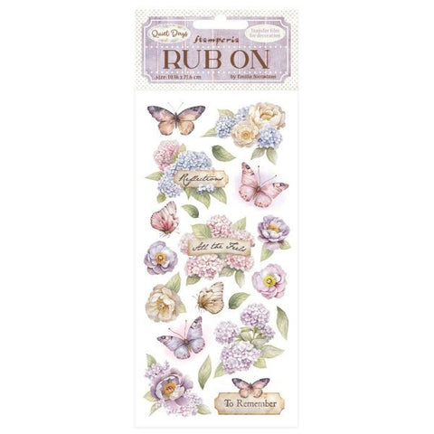 Quiet Days - Rub Ons - Hydrangea and Butterfly