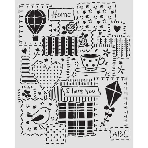 Family - Stencil - Patchwork