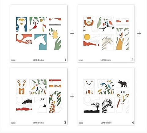 Postage Collage Layering Stencils - Safari