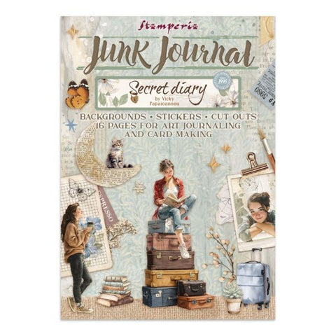 Secret Diary - Junk Journal Backgrounds, Stickers & Cut Outs