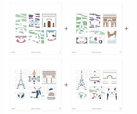 Postage Collage Layering Stencils - Paris
