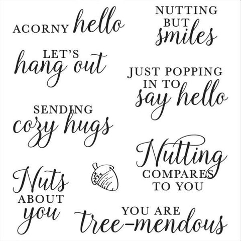 Acorny Hello Sentiments - Clear Stamps