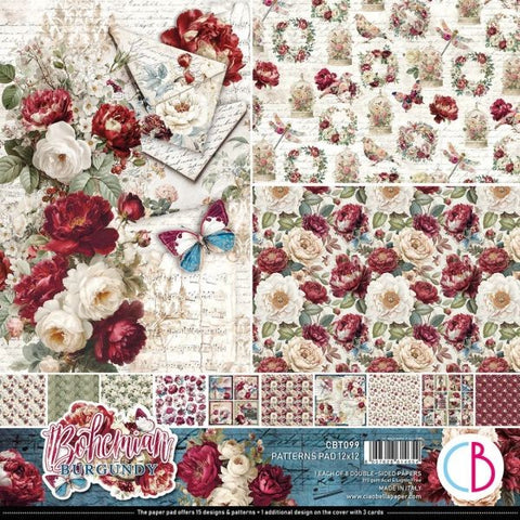 Bohemian Burgundy - 12x12 Paper Pad - Patterns