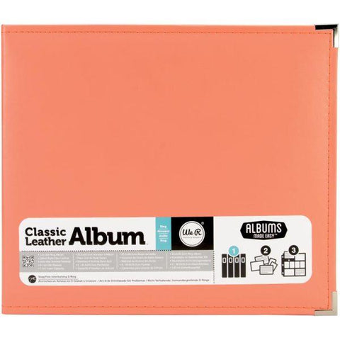 Classic Leather 3 Ring Album - Coral
