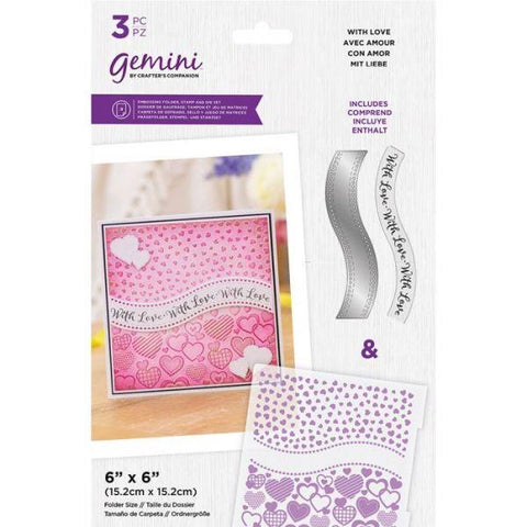 Gemini 6x6 Embossing Folder with Stamp & Die - With Love