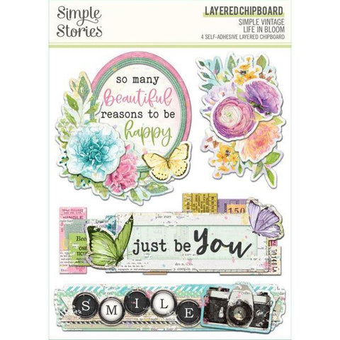 Simple Vintage Life in Bloom - Layered Chipboard